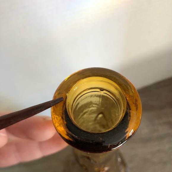 Vtg Amber Empoli Bottle with Fruit Design - Picture 8 of 9